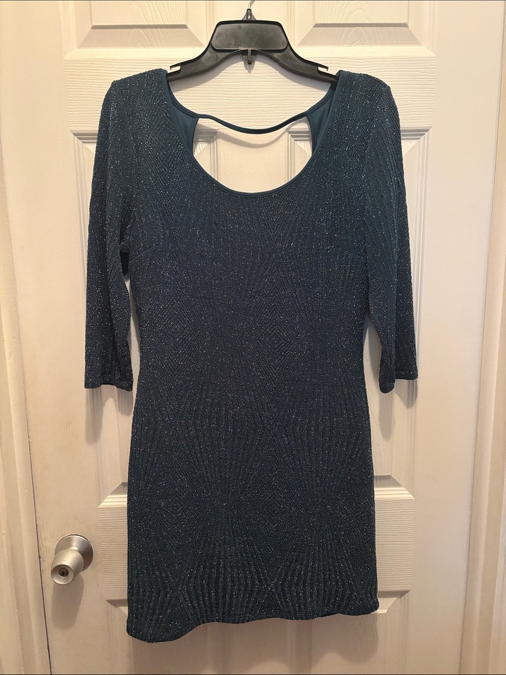 Rue21 Teal Sparkle Scoop-Back Bodycon Mini Dress